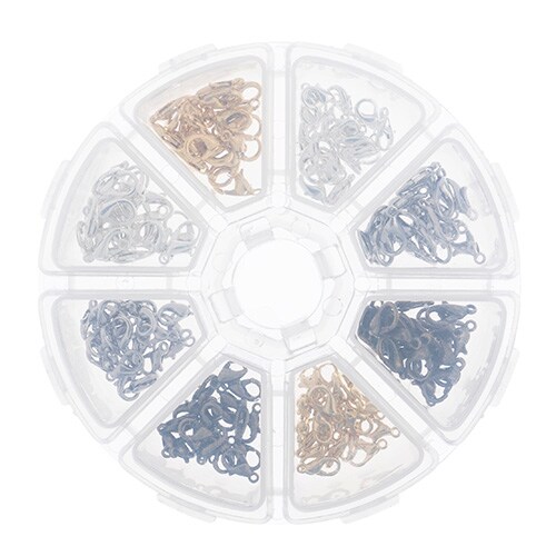 John Bead 8-Slot Lobster Clasps Jewelry Findings Kit Assortment, 160pcs