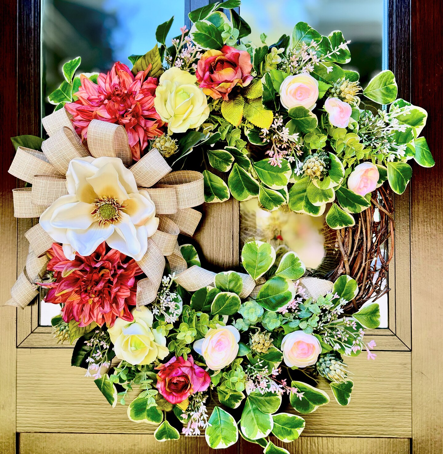 Hydrangea Wreath for Front Door-America Wreath, Patriotic Wreath-Summer newest Wreath-Front Door Wreath-Grapevine Wreath-Everyday Wreath