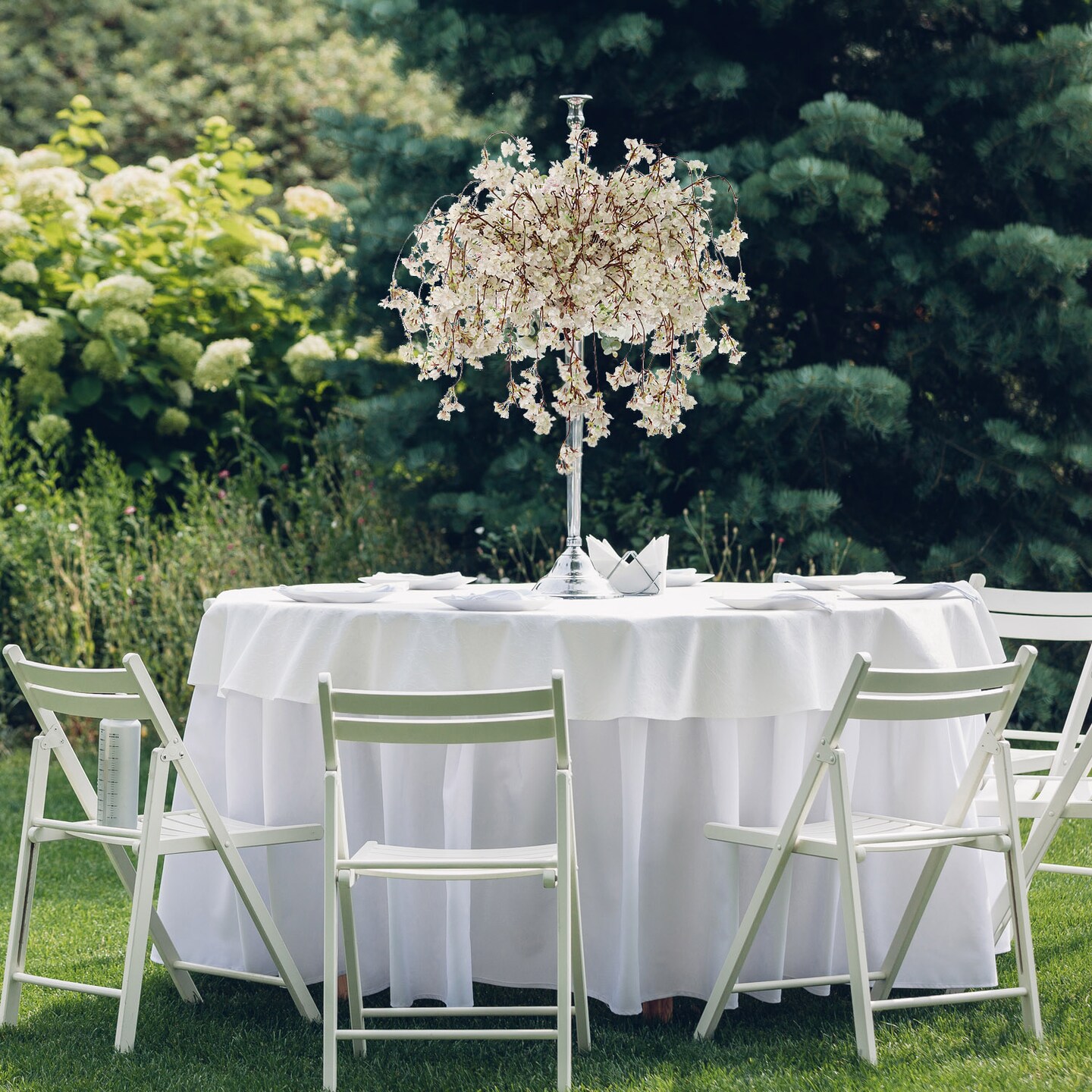 Set of 3 White Silk Hanging Cherry Blossom Branches - 60&#x22; Elegant Artificial Floral D&#xE9;cor for Weddings, Events &#x26; Home Interiors - Lifelike Silk Blooms, Floral Home by Artificial Flowers