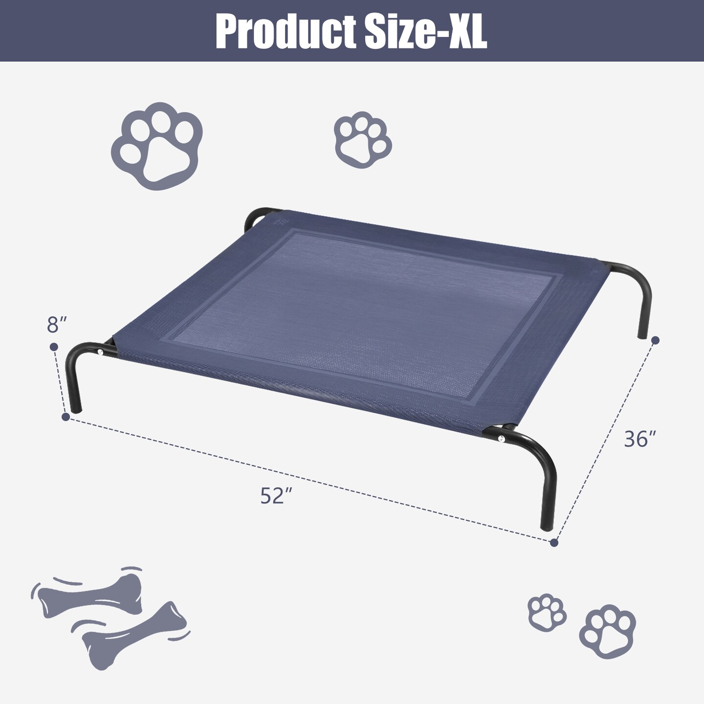 Large Indoor Outdoor Camping Steel Frame Elevated Pet Cot Mat