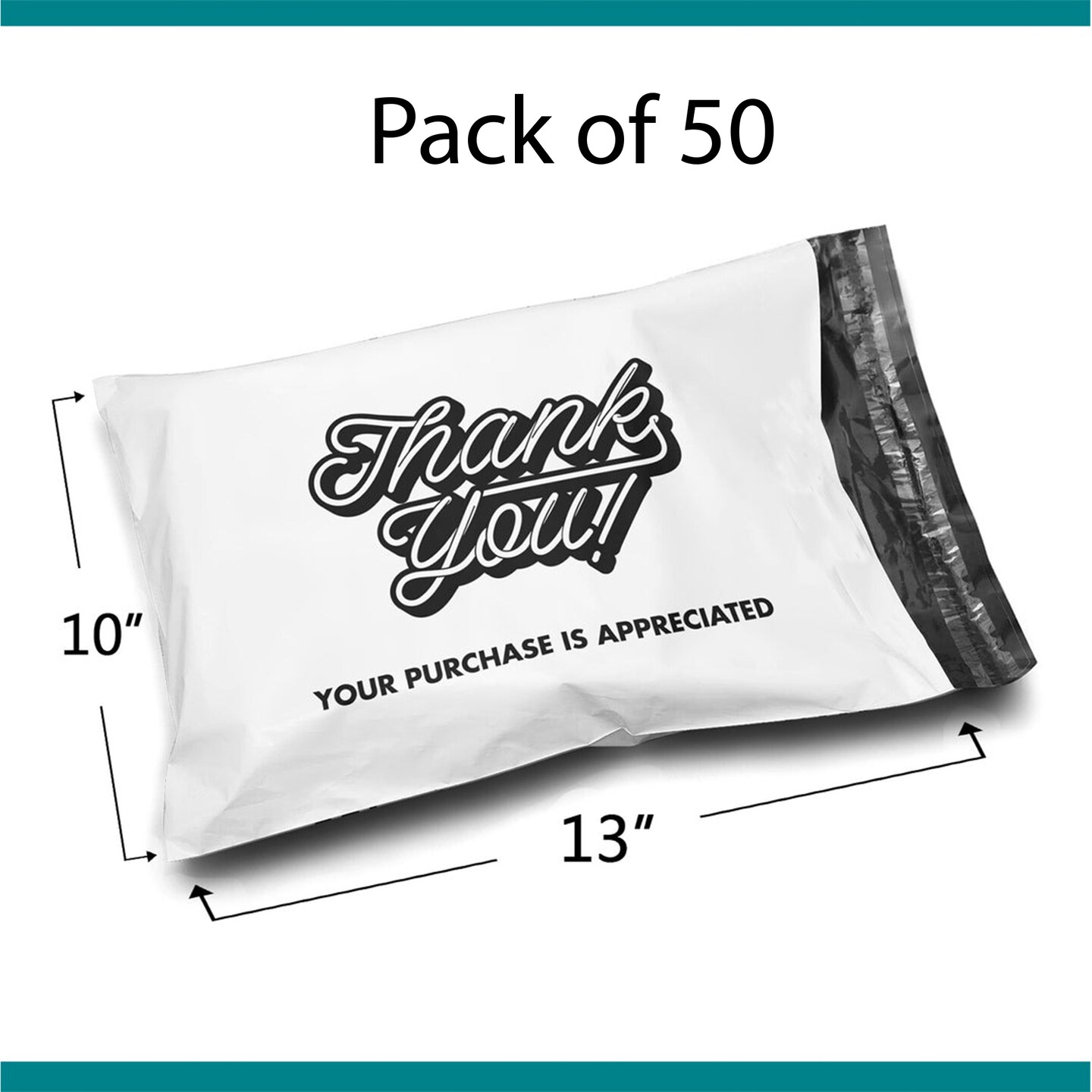 10 x 13 Thank You! Your Purchase is Appreciated Poly Bag Mailer Envelopes 2 Mil