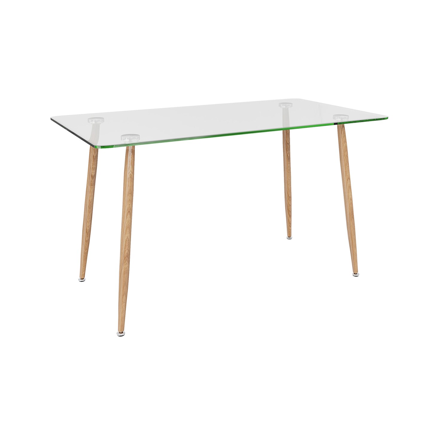 Modern Glass Rectangular Dining Table with Metal Legs