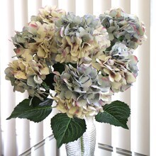UV Mixed Blue Hydrangea Bush with 7 Silk Flowers &#x26; Leaves by Floral Home&#xAE;