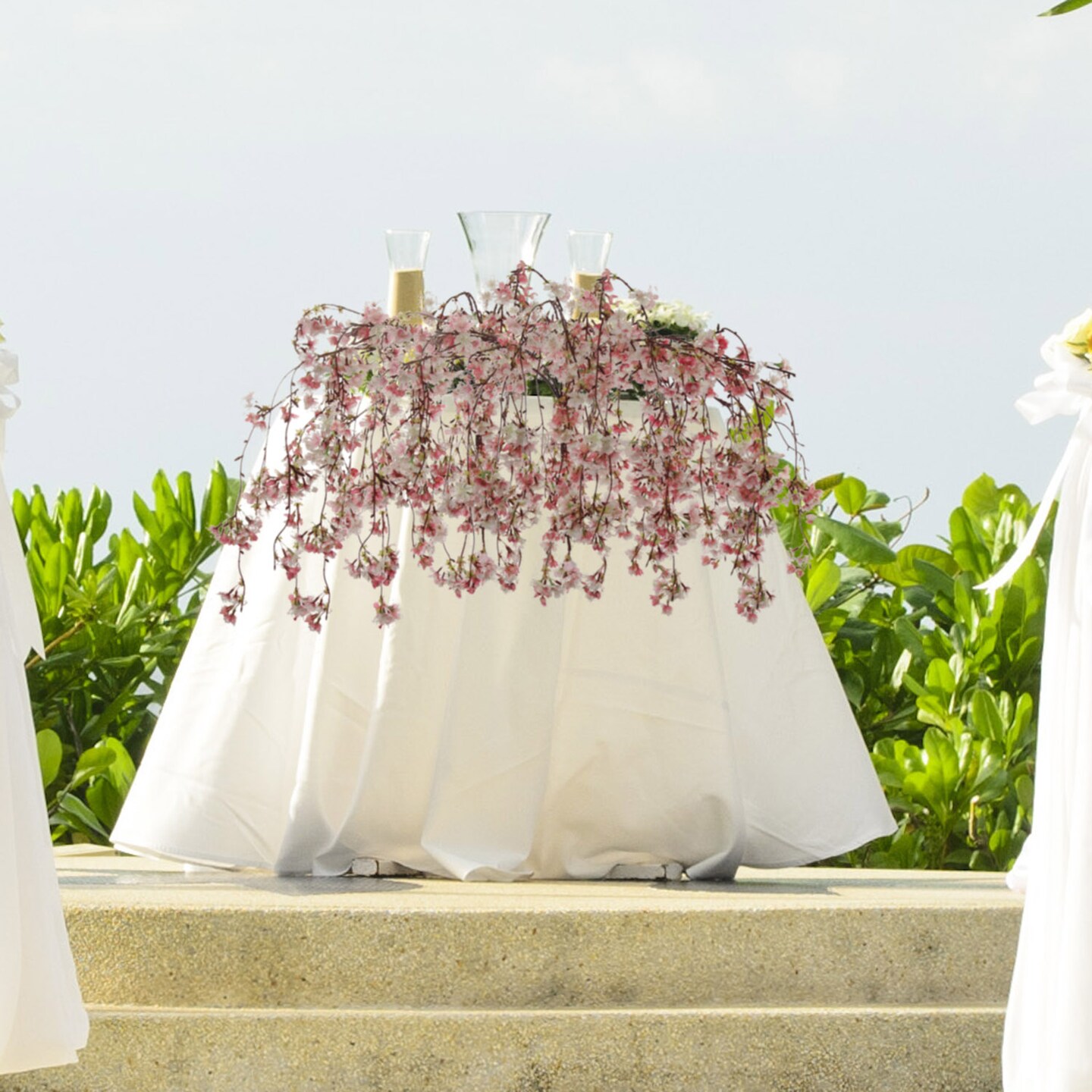 Set of 6: Pink & White Hanging Cherry Blossom Branches - Silk Flowers, Lifelike Blooms, Elegant Decor - Perfect for Weddings, Events & Spring Displays, Floral Home by Artificial Flowers