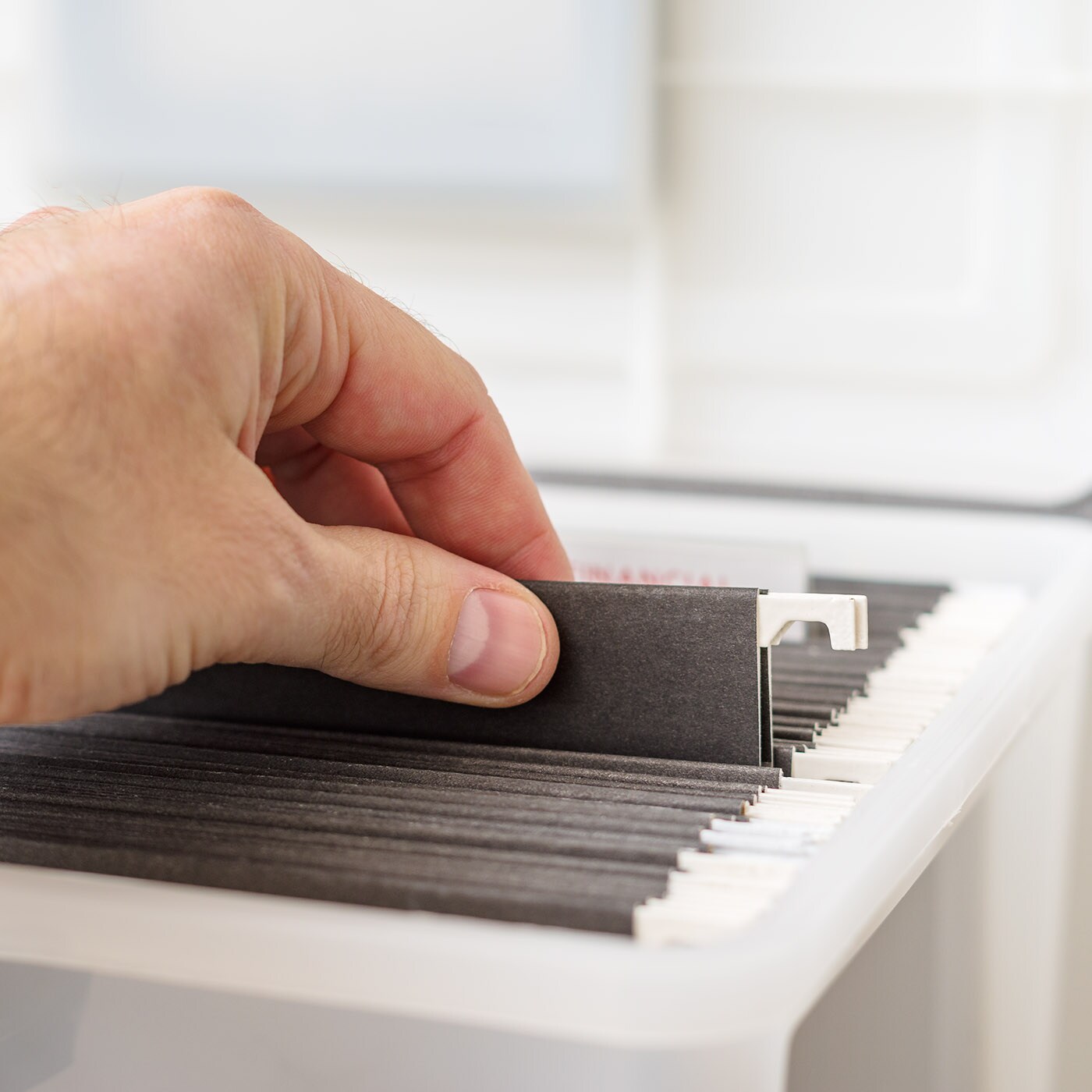 IRIS USA Portable Letter Size File Box with Handle for Hanging Folders