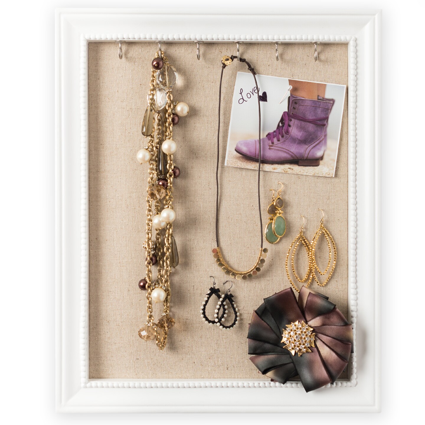 Jewelry Pinboard Display Frame, White