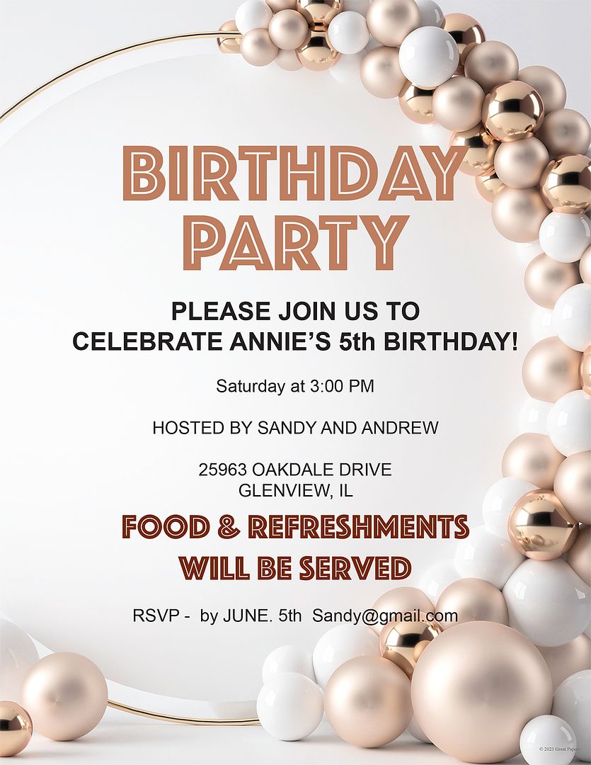 Great Papers! Balloon Archway Stationery Letterhead, Invitations, Announcements and Personal Messages, Printer Friendly, 8.5"x11", 50 Pack