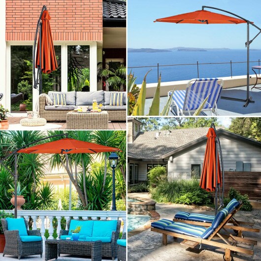 10 Feet Patio Outdoor Sunshade Hanging Umbrella without Weight Base