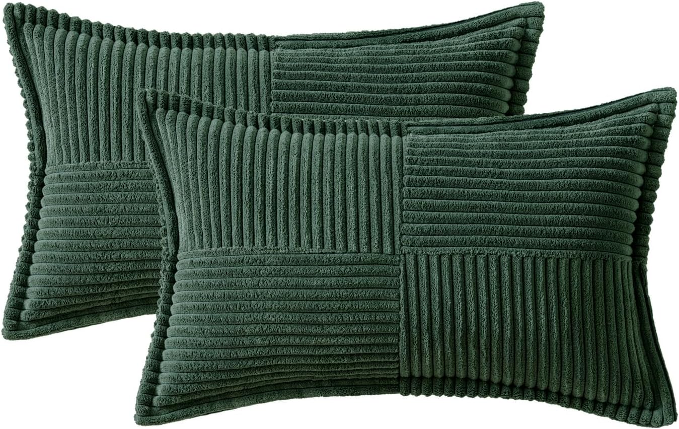 Pack of 2 Boho Striped Corduroy Pillow Covers