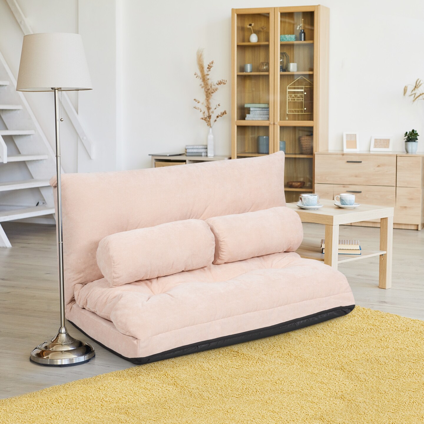 6-Position Adjustable Sleeper Lounge Couch with 2 Pillows