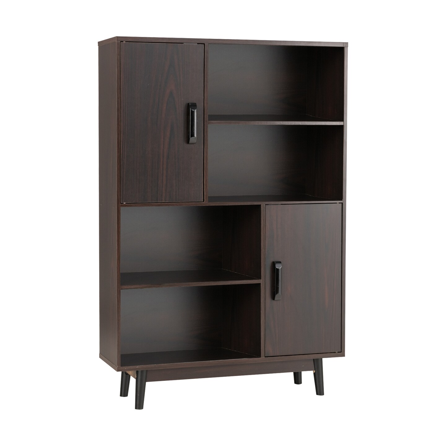 4-tier Accent Sideboard Storage Cabinet with 2 Storage Doors and 4 Open Shelves