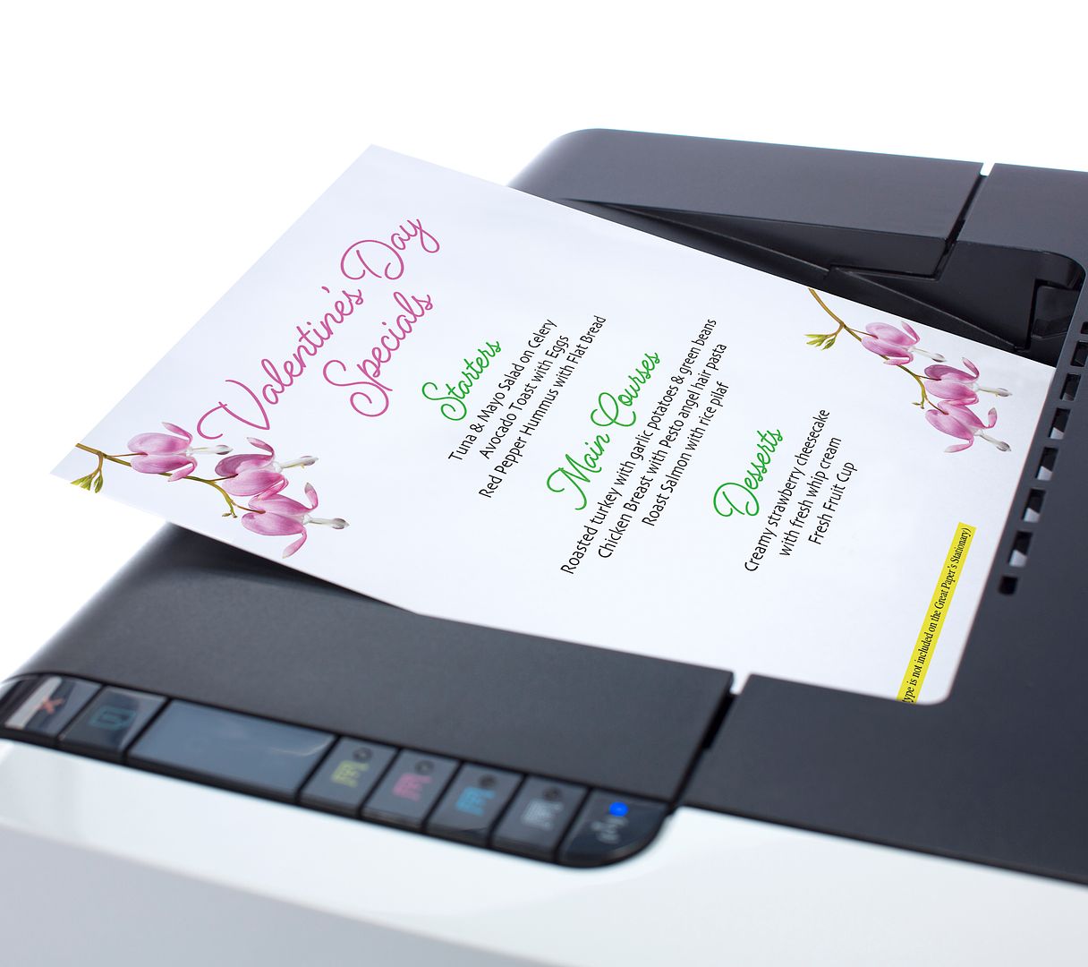 Great Papers! Bleeding Heart Flowers Stationery Letterhead, Invitations, Announcements and Personal Messages, Printer Friendly, 8.5&#x22;x11&#x22;, 50 Pack