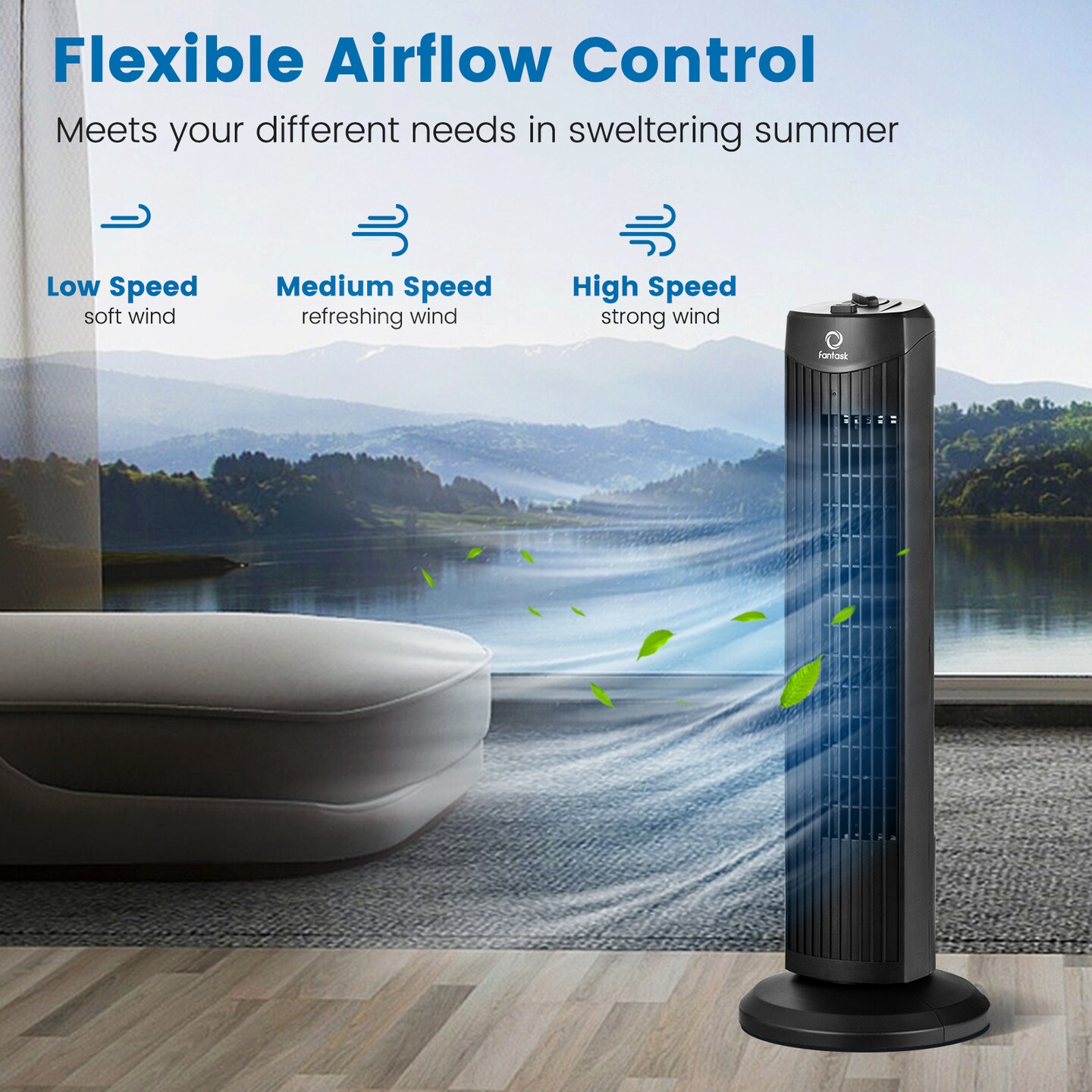 Fan task Quiet Blade less Oscillating Tower Fan Perfect for Small Space