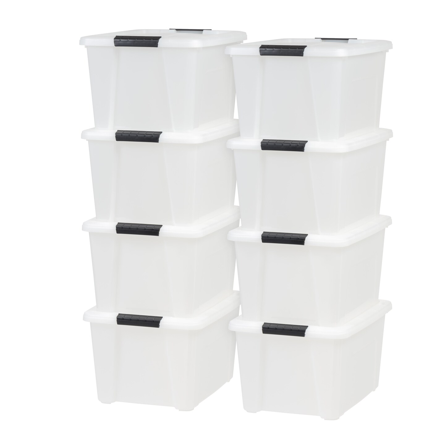 Plastic Storage Bins with Lids and Secure Latching Buckles Natural - 8 Pack