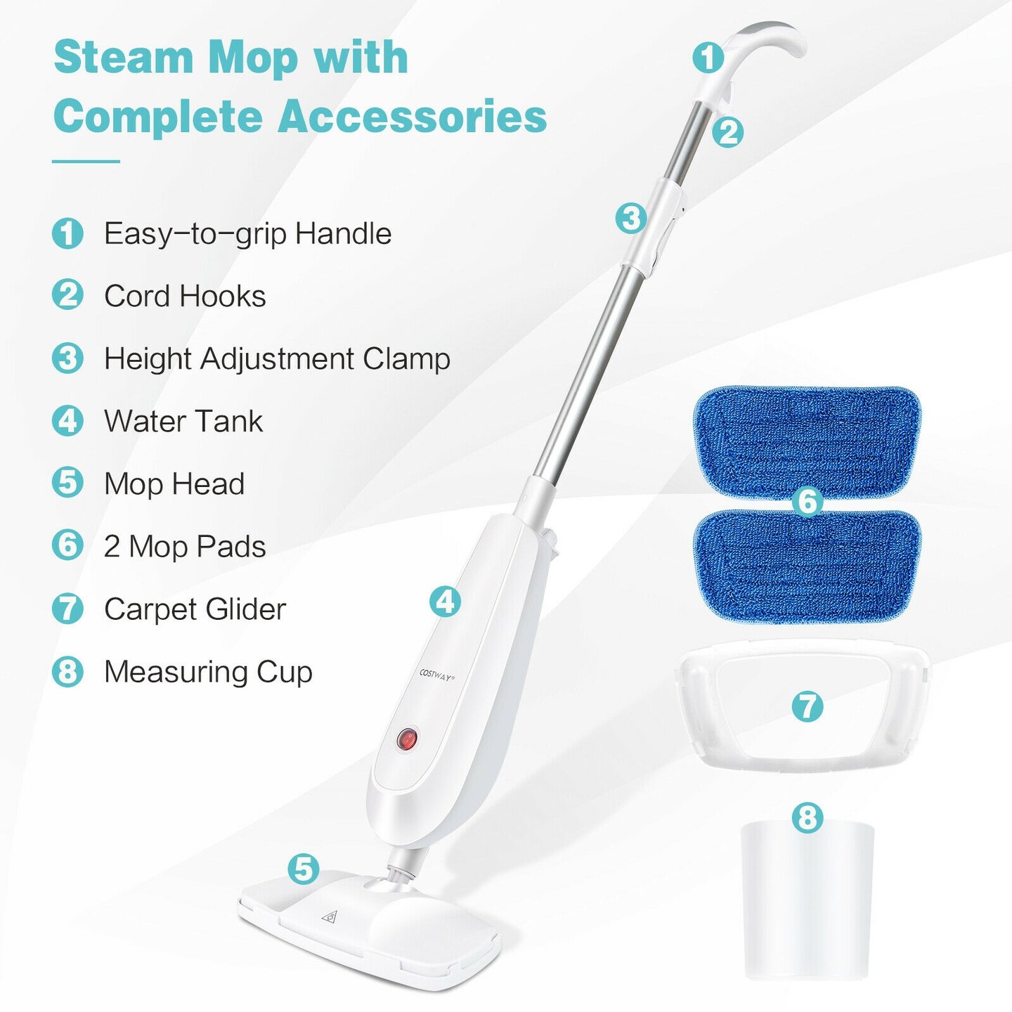 Electric Steam Mop with Water Tank for Carpet