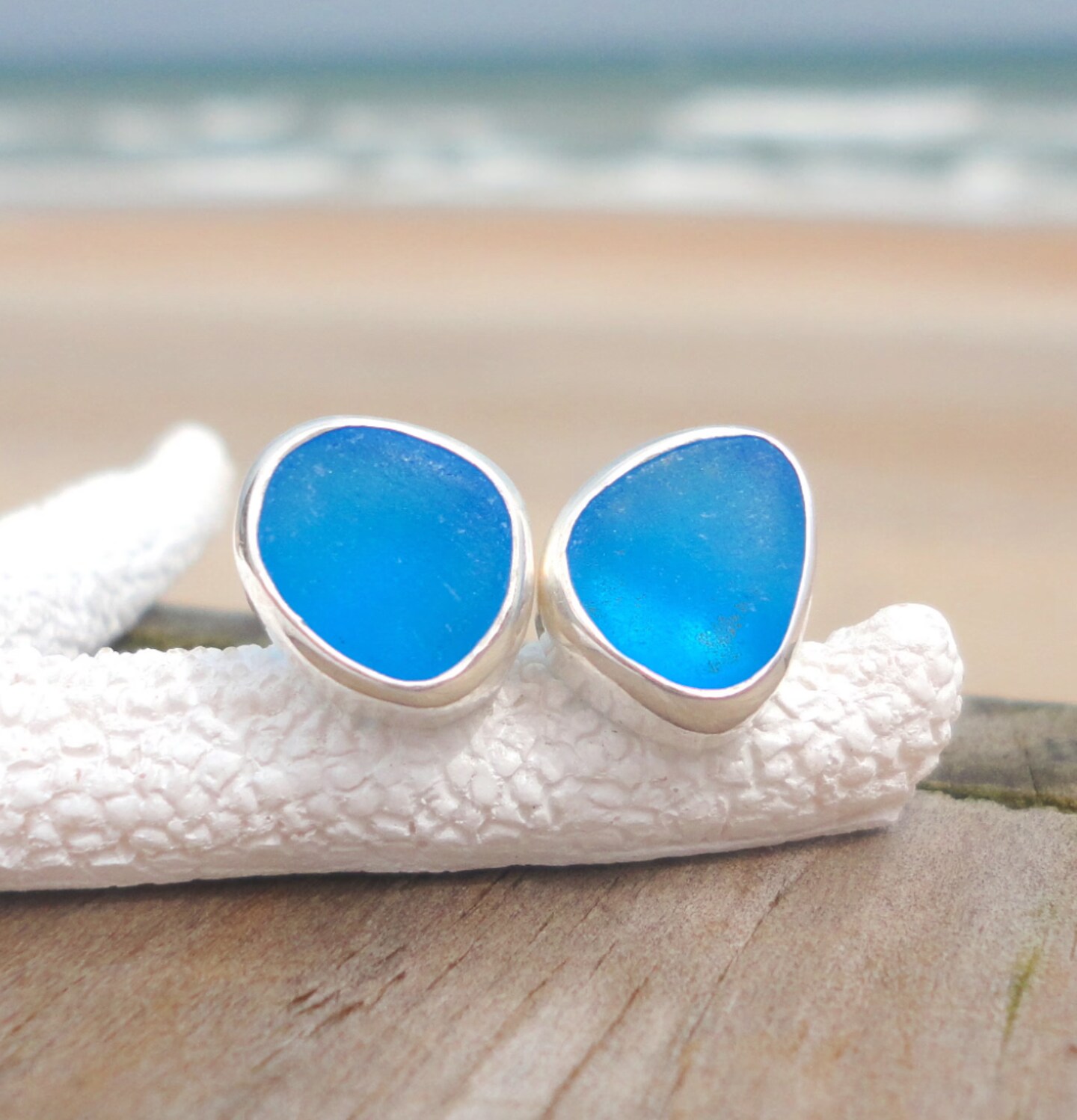 Sea Glass Post Earrings| Beach Glass Earrings | Sea Glass Jewelry | outlet Beach Glass Jewelry | Sea Glass Earrings | Wedding Jewelry |Bridal Gifts