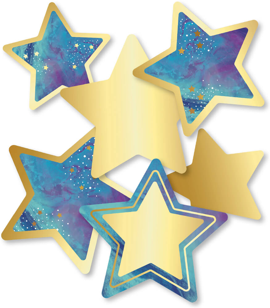 Carson Dellosa Galaxy 36 Stars Cutouts, Marble & Gold Star Cutouts for Bulletin Board and Classroom Décor, Galaxy Décor Classroom Cut-Outs, Space Décor Cutouts for Classroom Bulletin Board Decorations