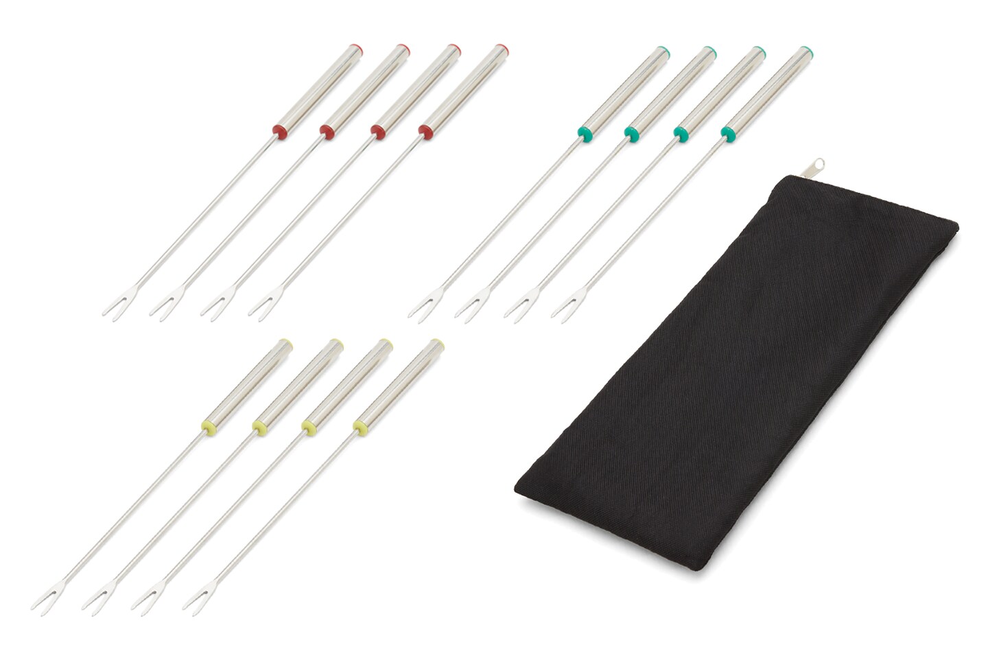Metallic Stainless Steel Fondue Forks in Bag Set of 12