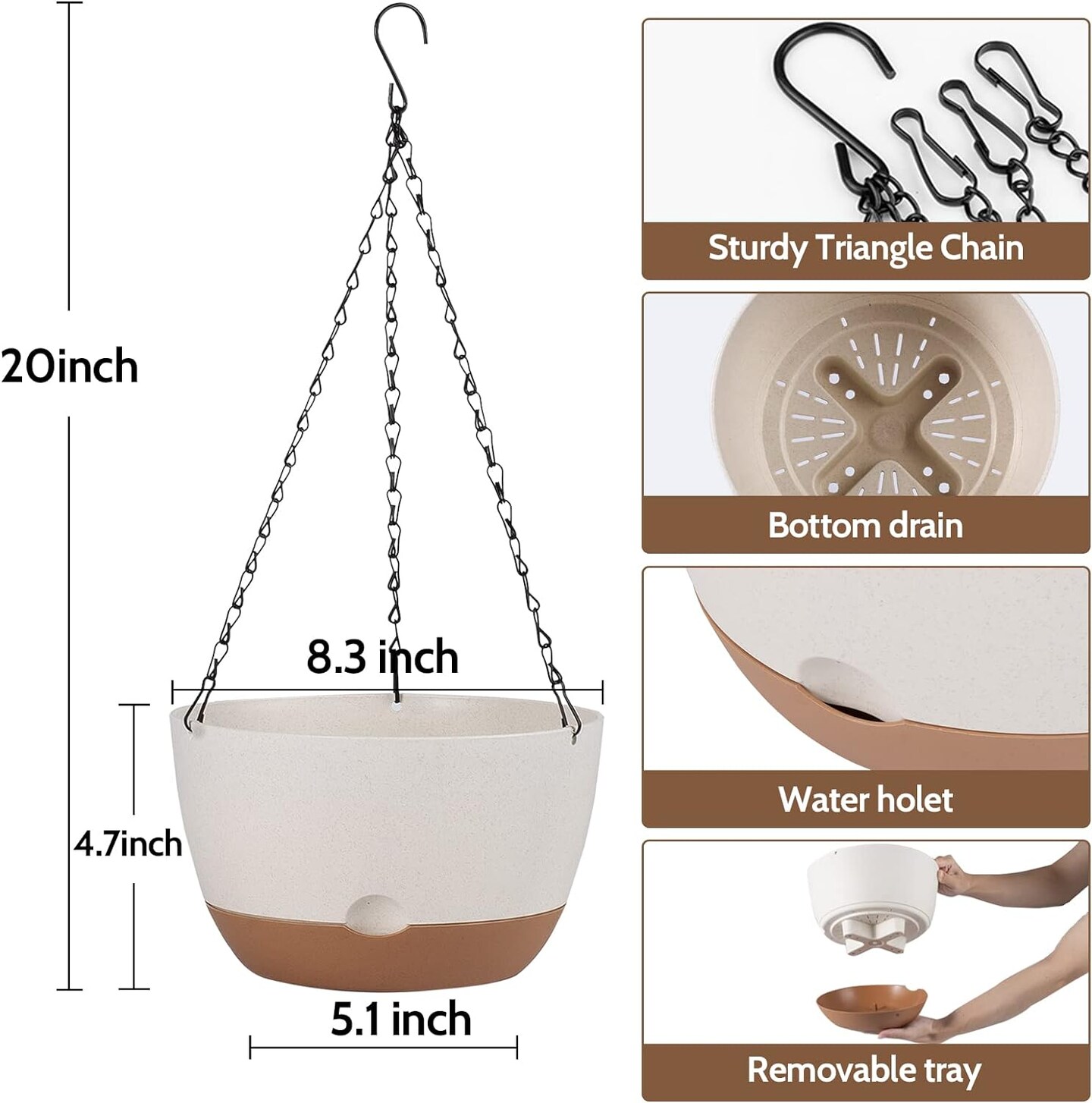2 Pack Hanging Planters for Outdoor/Indoor Plants + Bonus Water Spray Bottle