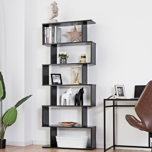 本棚 6段 bookshelf 6-Tier S-Shaped Bookcase Z-Shelf Style Storage Bookshelf | Michaels