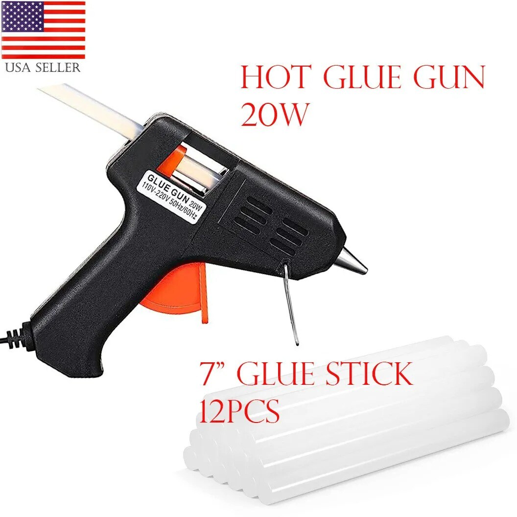 Glue Gun with 12 pcs Glue Sticks Kit Hot Melt 20W for Crafts School DIY