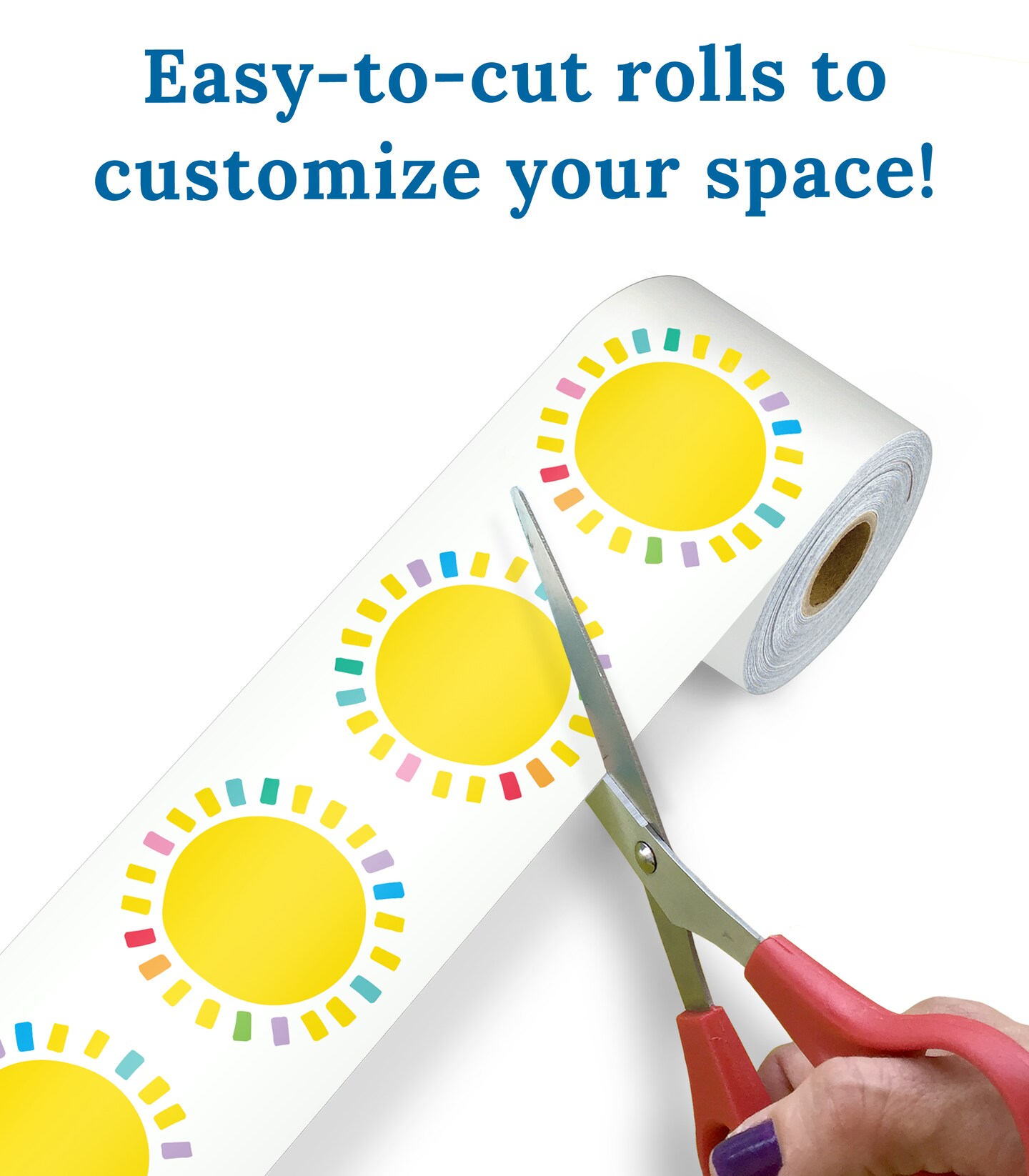 Carson Dellosa Happy Place 65Ft of Sun Bulletin Board Borders, 1 Roll of Sunshine Trim for Rolling Whiteboard, Cork and Posterboard, Classroom Decor, Party, Spring, and Summer Decorations