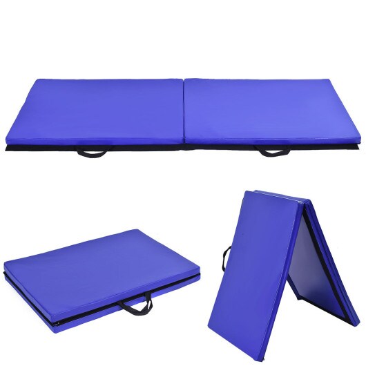 6 Feet x 24 Inch Thick Two Folding Panel Gymnastics Mat-Blue