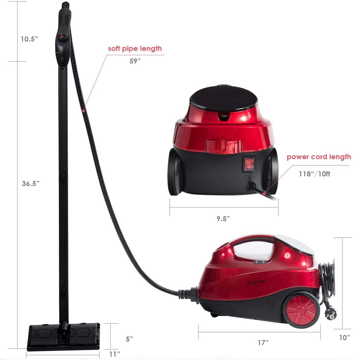 Heavy Duty Multi-purpose Steam Cleaner Mop with Detachable Handheld Unit