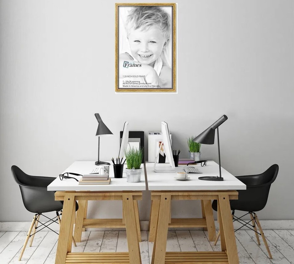 Custom Picture Poster Frame Gold Foil on Pine 1.25&#x22; Wide Wood