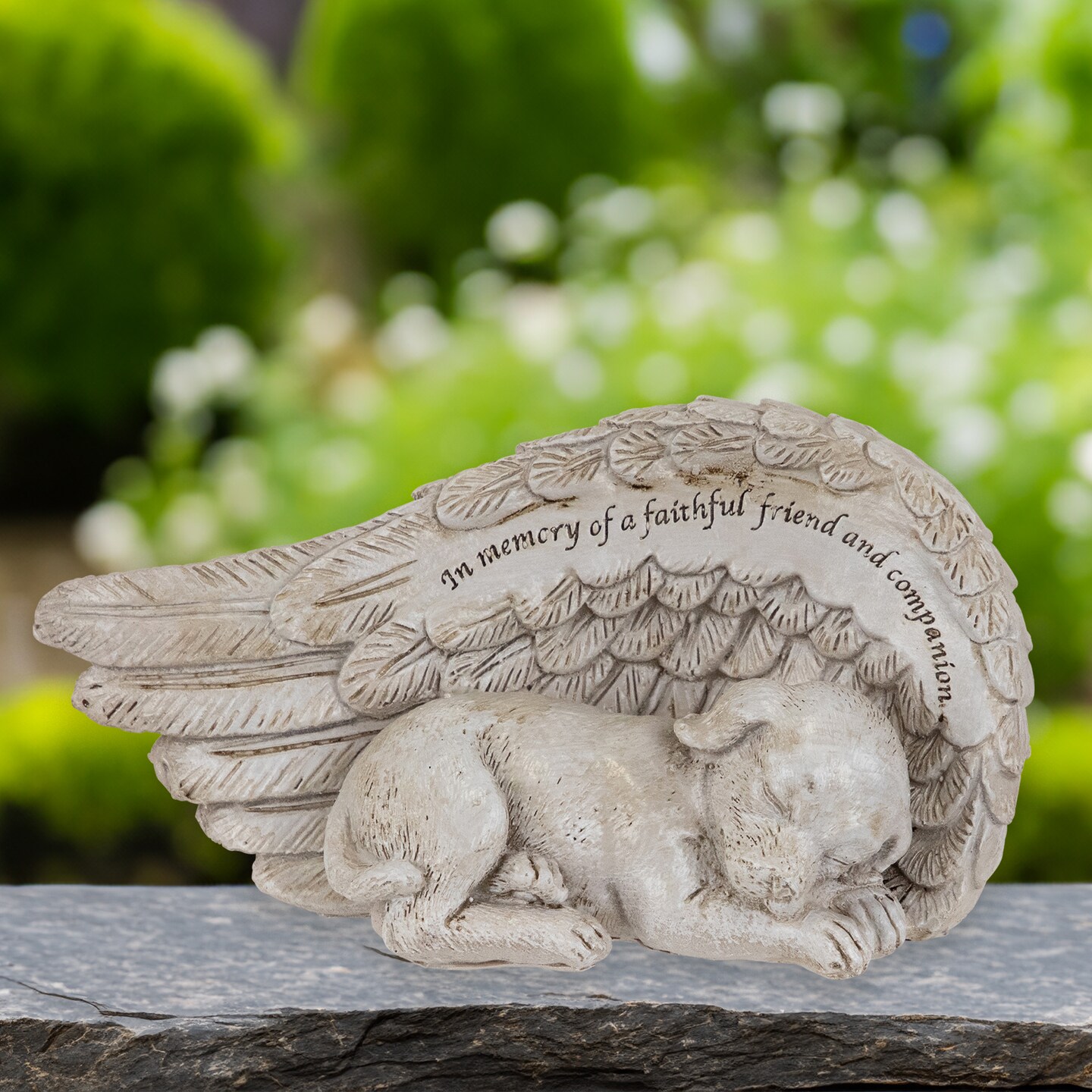 Northlight Sleeping Angel Dog Memorial Outdoor Garden Statue - 7"