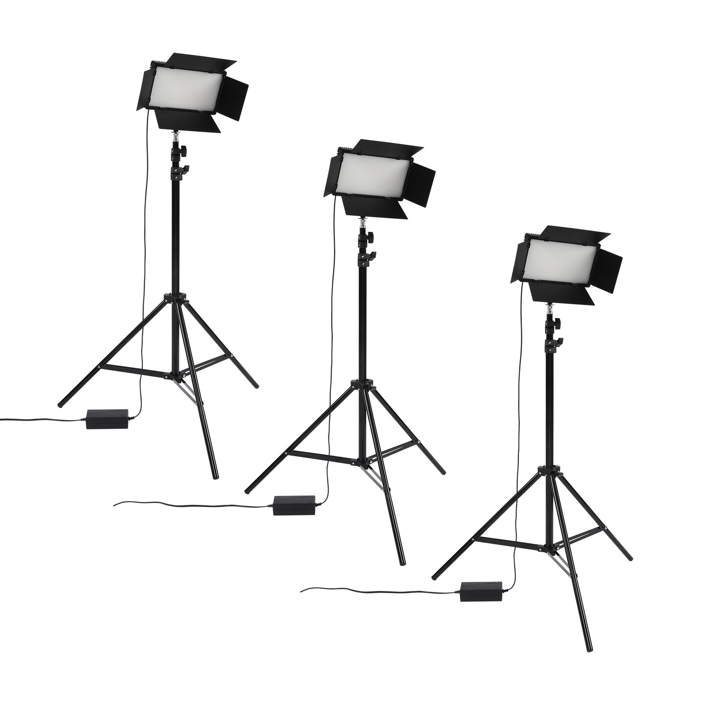 Acurit Colorview Lux Artist Studio Light 3 Pack - Adjustable Photography Lighting Kit 3 Color Temps, 4 Metal Barn Doors, 4160 Lumens LED - Remote Control, AC Power Supply, 6ft 6" Light Stands Included