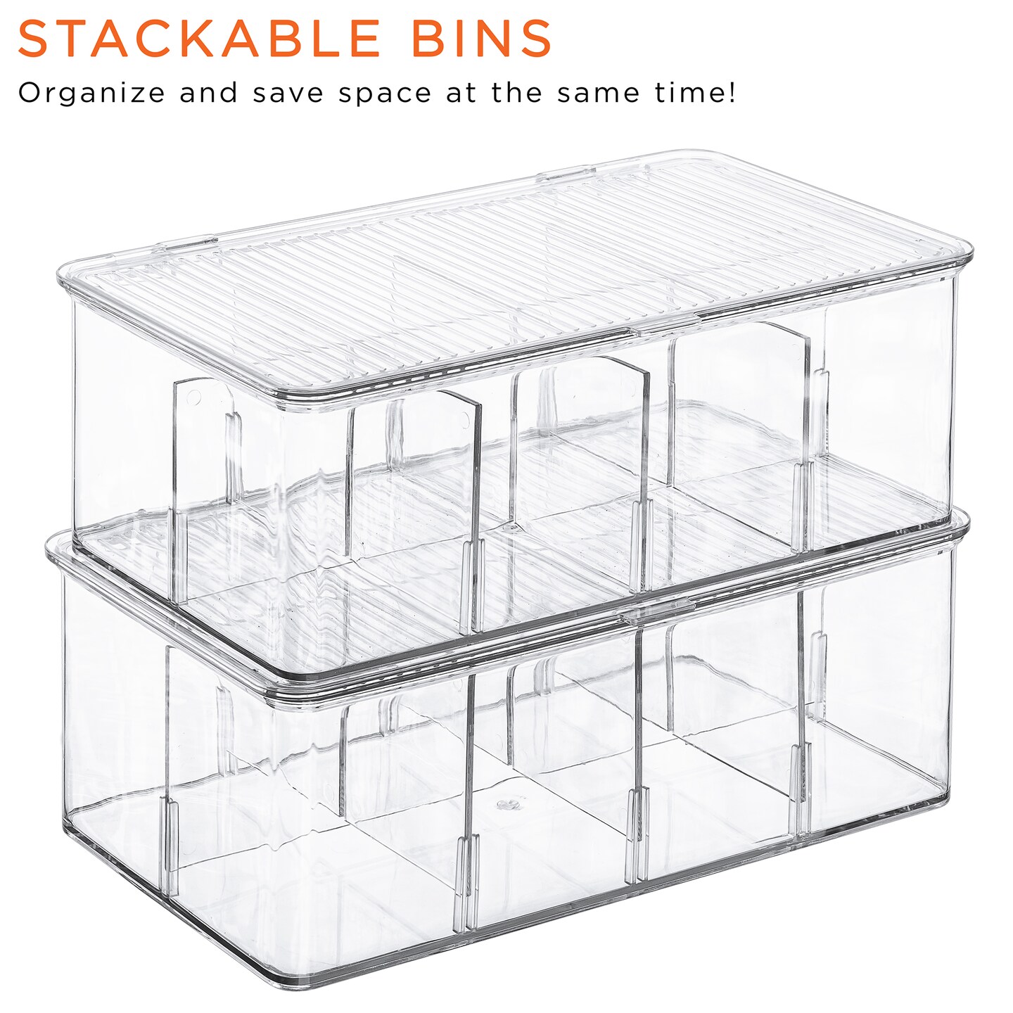 Sorbus 2 Pack Tea Bag Organizer Bins with Lids & 4 Removable Dividers