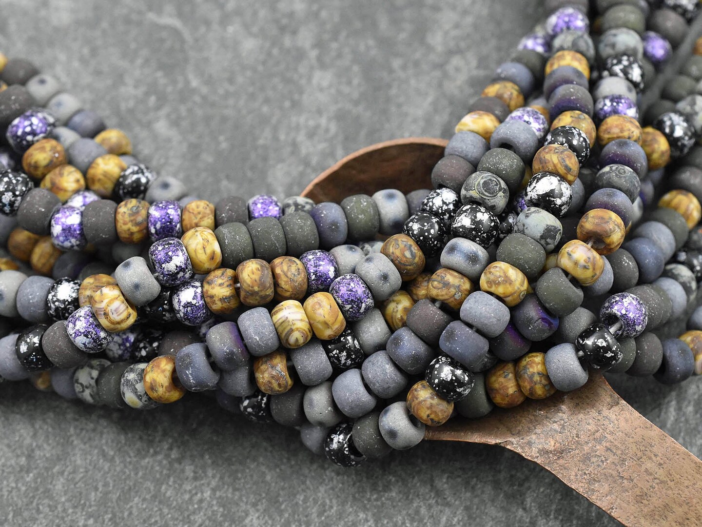 2/0 Aged Matte Void Picasso Mix Seed Beads