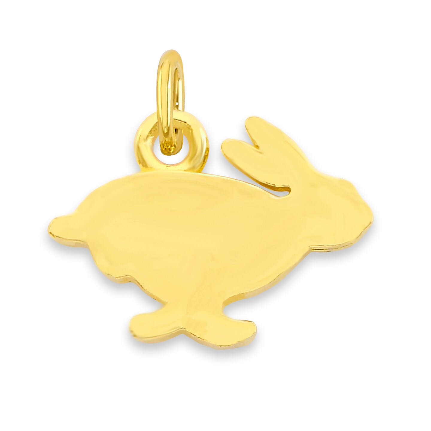 Solid 10k or 14k Gold Rabbit Charm with Jump Ring for Bracelet or Necklace