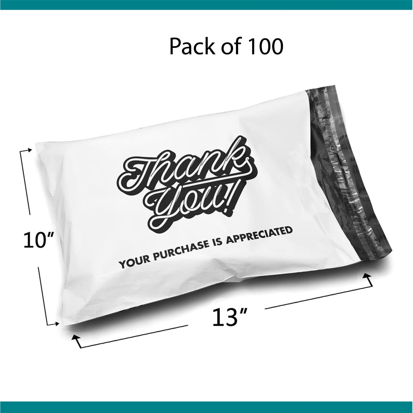10 x 13 Thank You! Your Purchase is Appreciated Poly Bag Mailer Envelopes 2 Mil