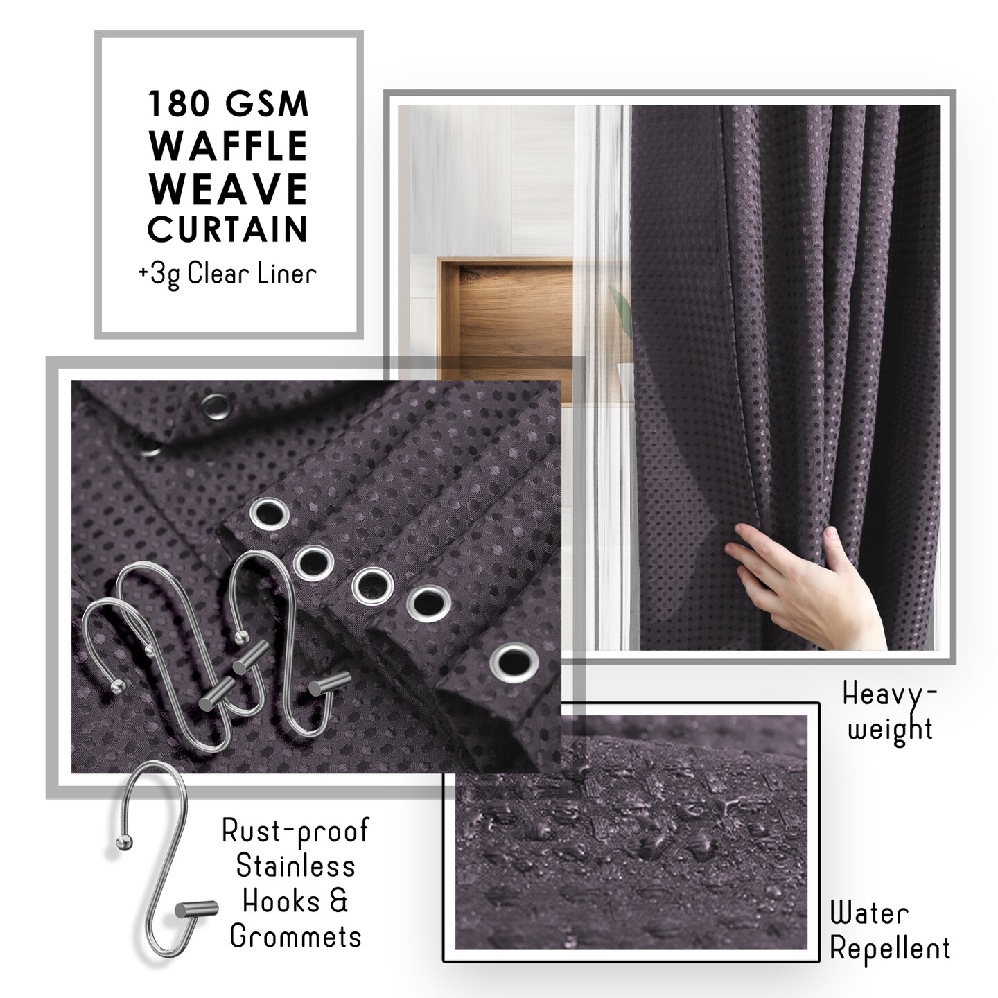 Clara Clark Bamboo Bathroom Accessories Set
