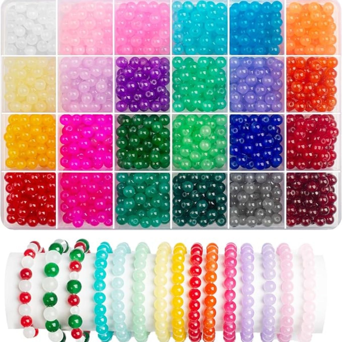 6 mm High-Quality Glass Beads Bracelet Making Kit 1200 pcs