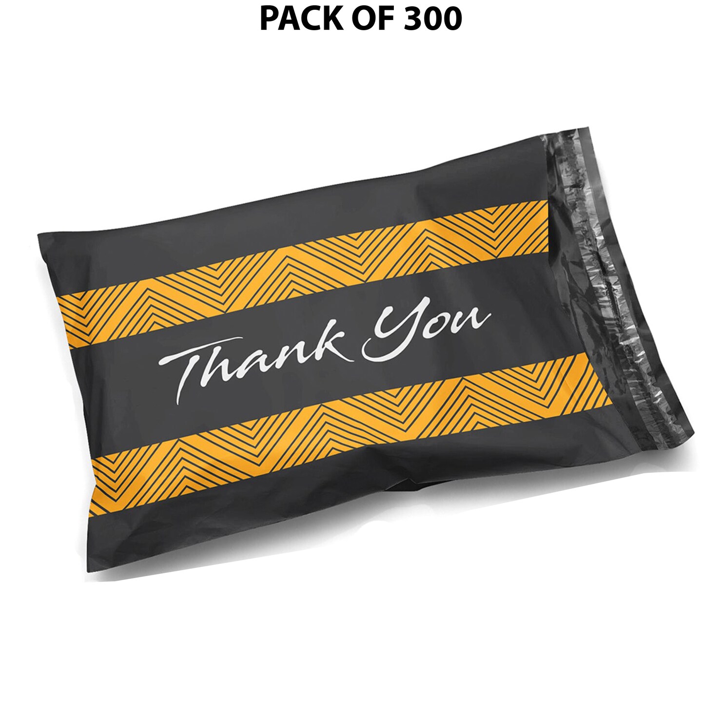 10 x 13 Glossy Black Decorative Thank You Plastic Poly Mailer Bags Waterproof Shipping Mailing Envelope 2 Mil for Apparel, Clothes, Shirts, Books – Permanent Adhesive Seal