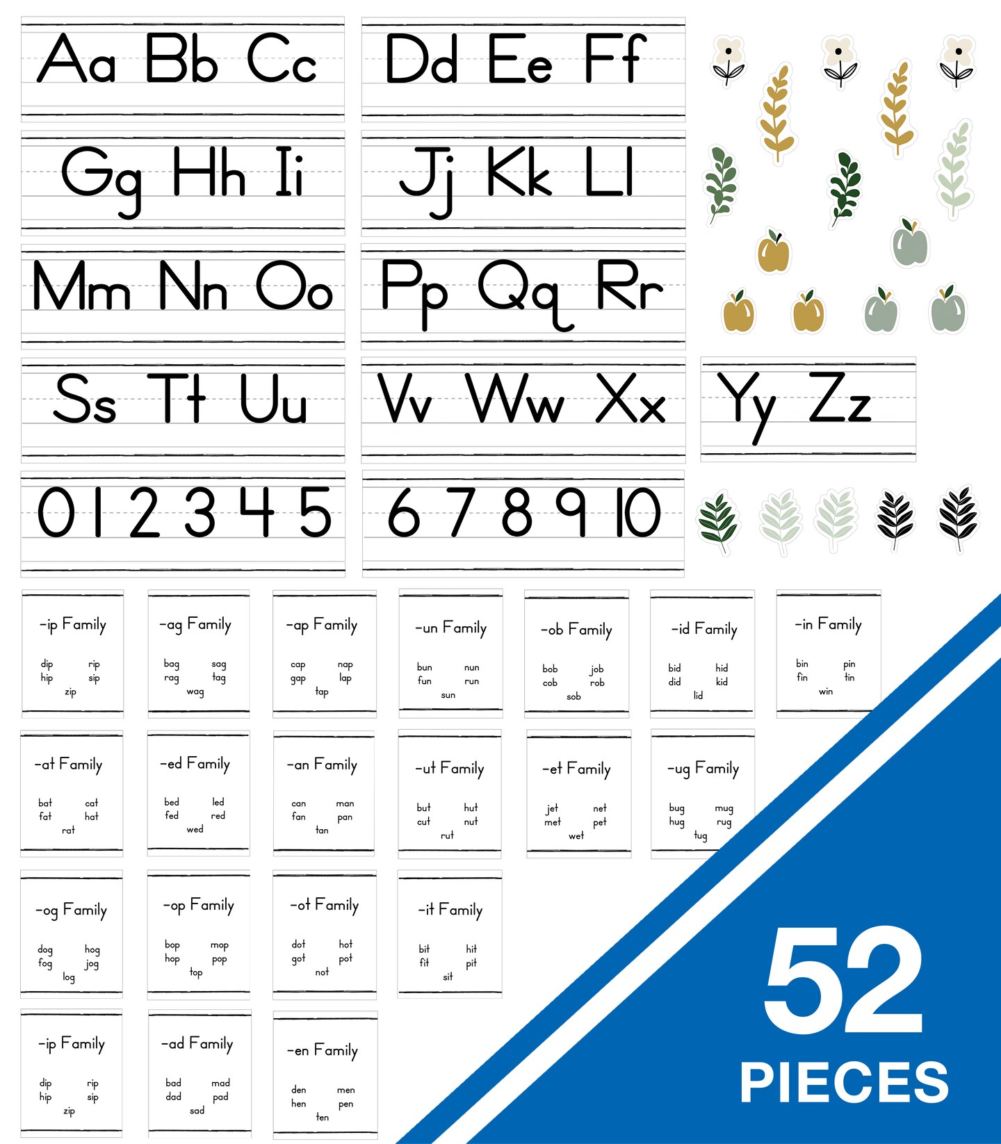 Carson Dellosa 52-Piece Farmhouse Manuscript Alphabet and Number Line Bulletin Board Set, Alphabet and Number Line, Phonics Posters, and Modern Farmhouse Classroom Cutouts, Farmhouse Classroom Decor