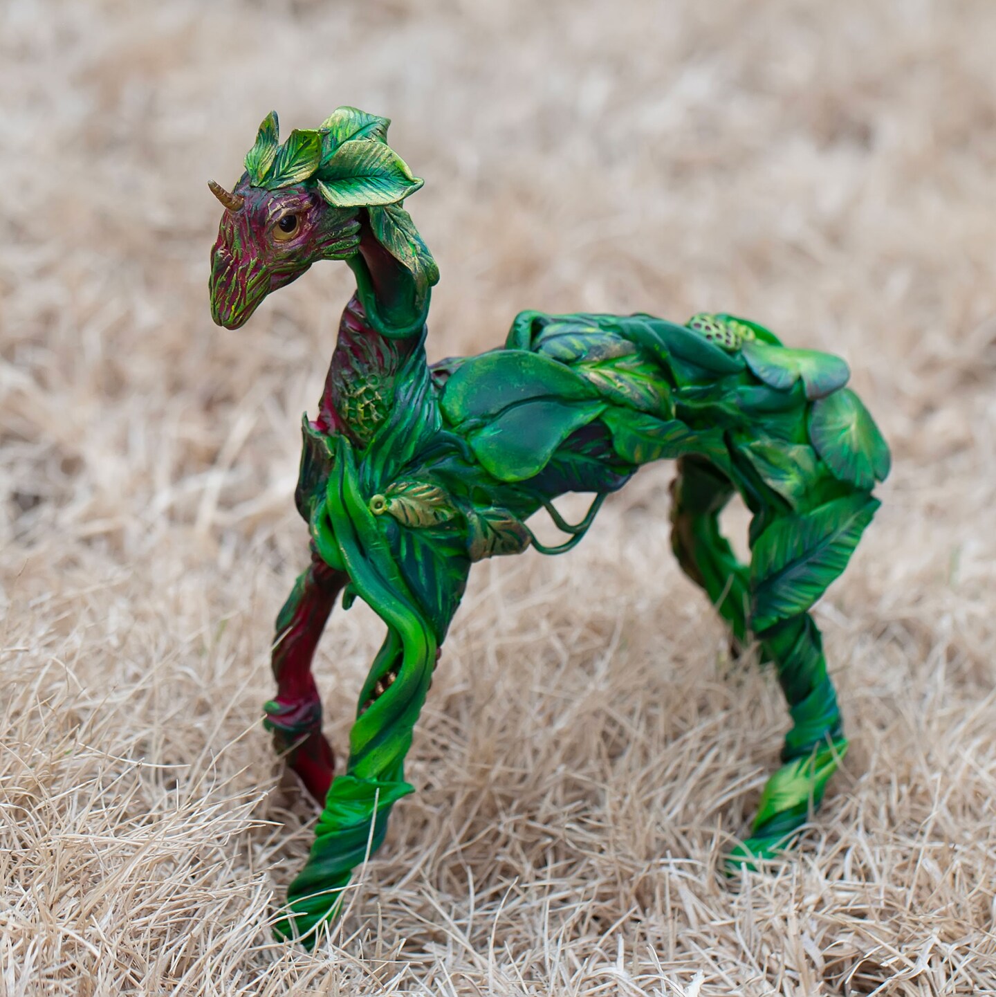 Forest Guardian Sculpture, unique polymer clay figurine
