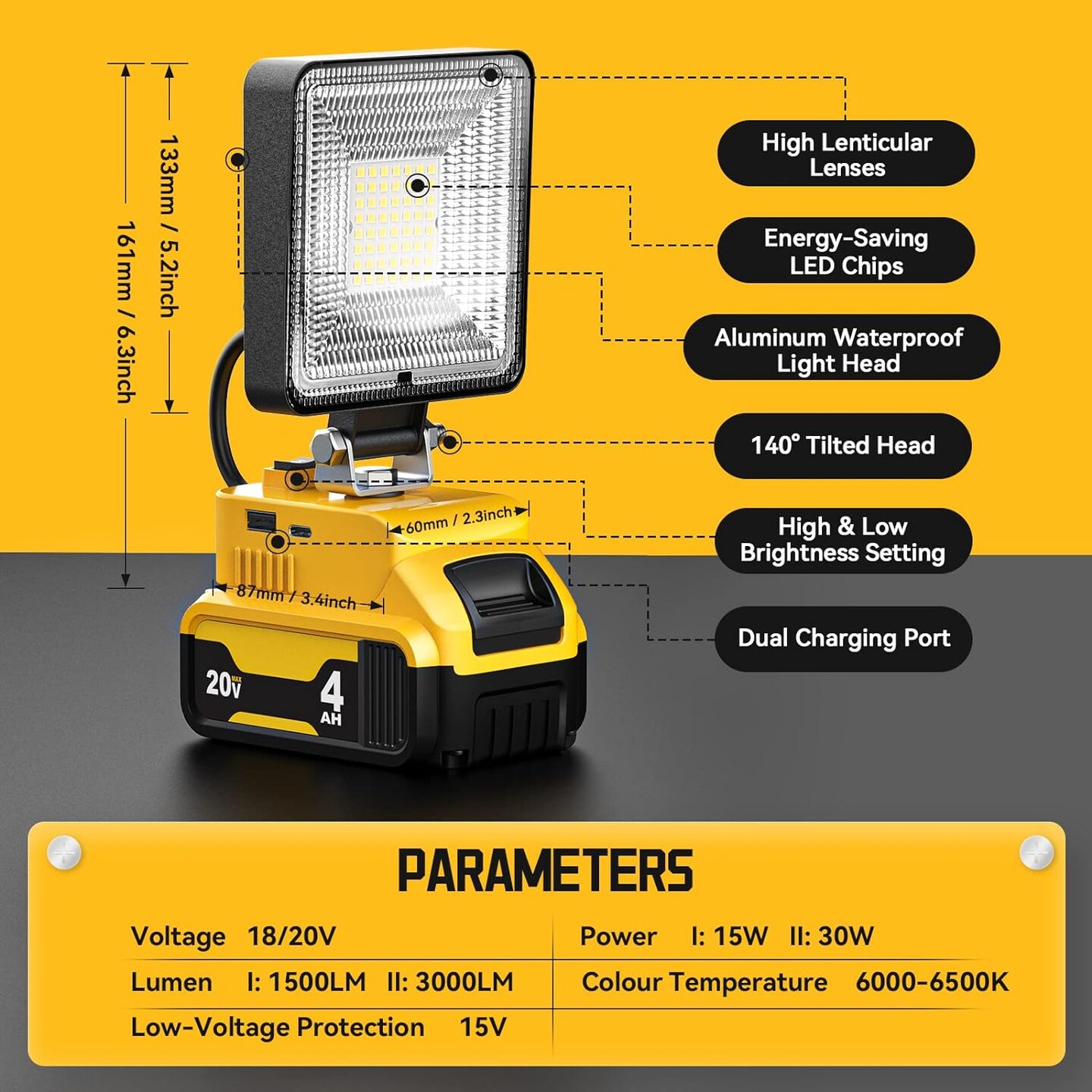 LIVOWALNY 20v Max Led Work Light (BATTERY NOT INCLUDED!)
