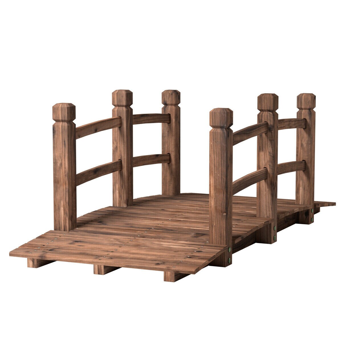 5&#x27; Wooden Garden Bridge Arc Stained Finish Footbridge Decorative