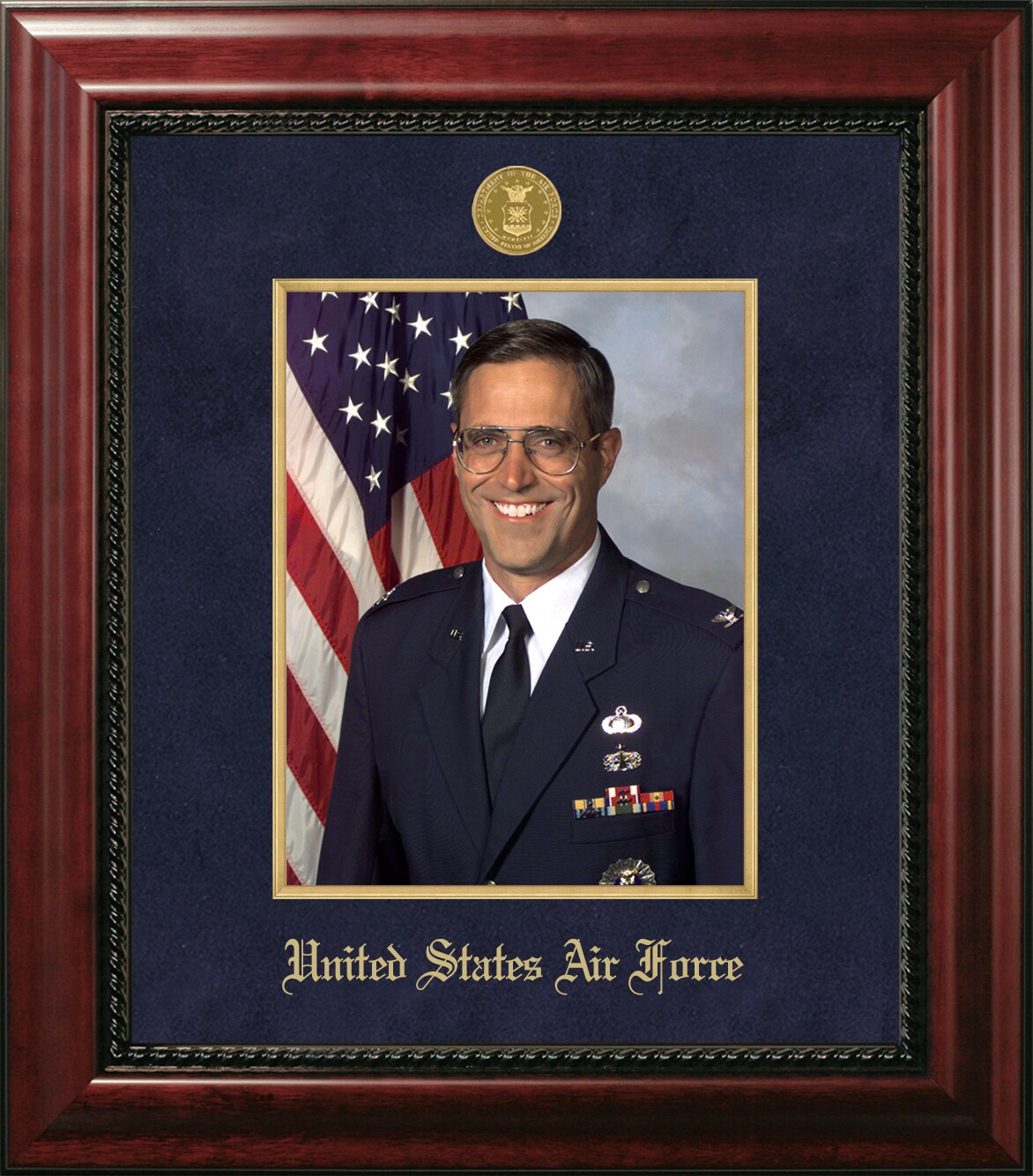Patriot Frames Air Force 8x10 Portrait Executive Frame with Gold Medallion and gold Filet