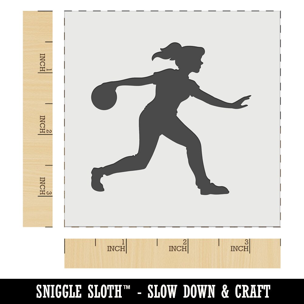 Woman Bowler Bowling Ball Side View Wall Cookie DIY Craft Reusable Stencil