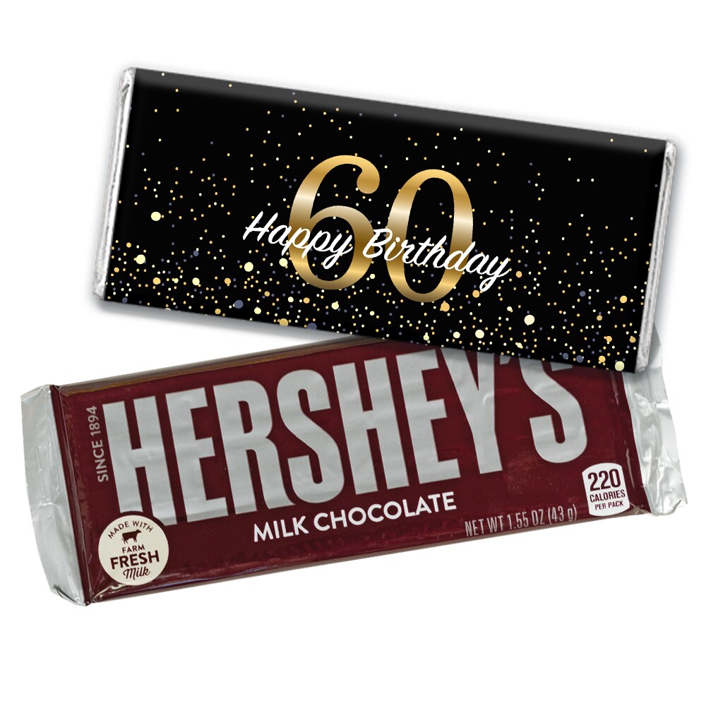 60th Birthday Candy Party Favors Wrapped Hershey's Chocolate Bars or Wrappers Only by Just Candy