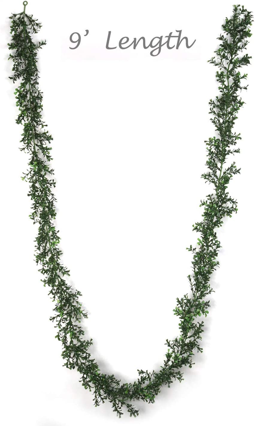 9-Foot Artificial Boxwood Leaf Garland - Add a touch of nature to your home decor