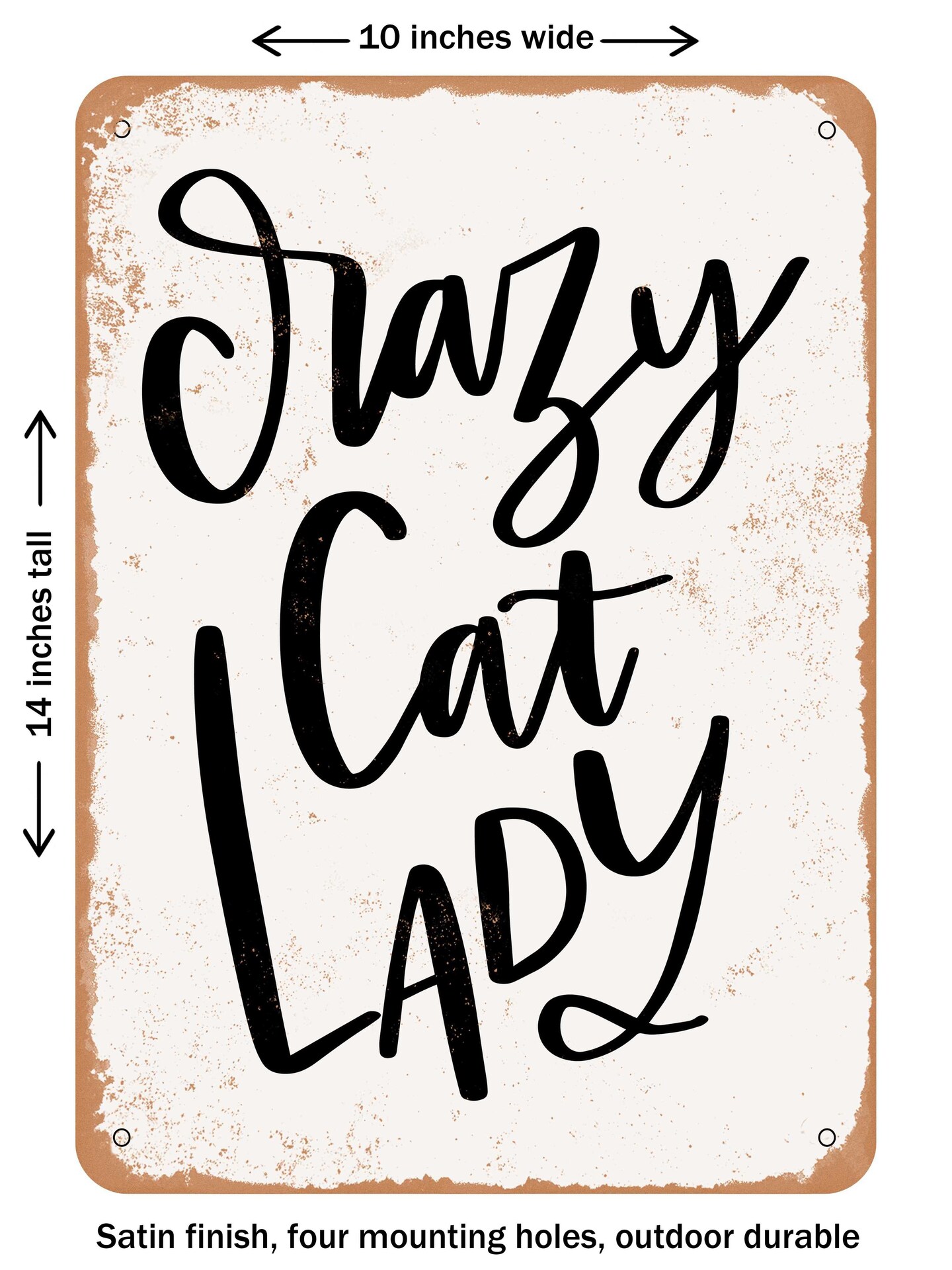 DECORATIVE METAL SIGN - Crazy Cat Lady  - Vintage Rusty Look