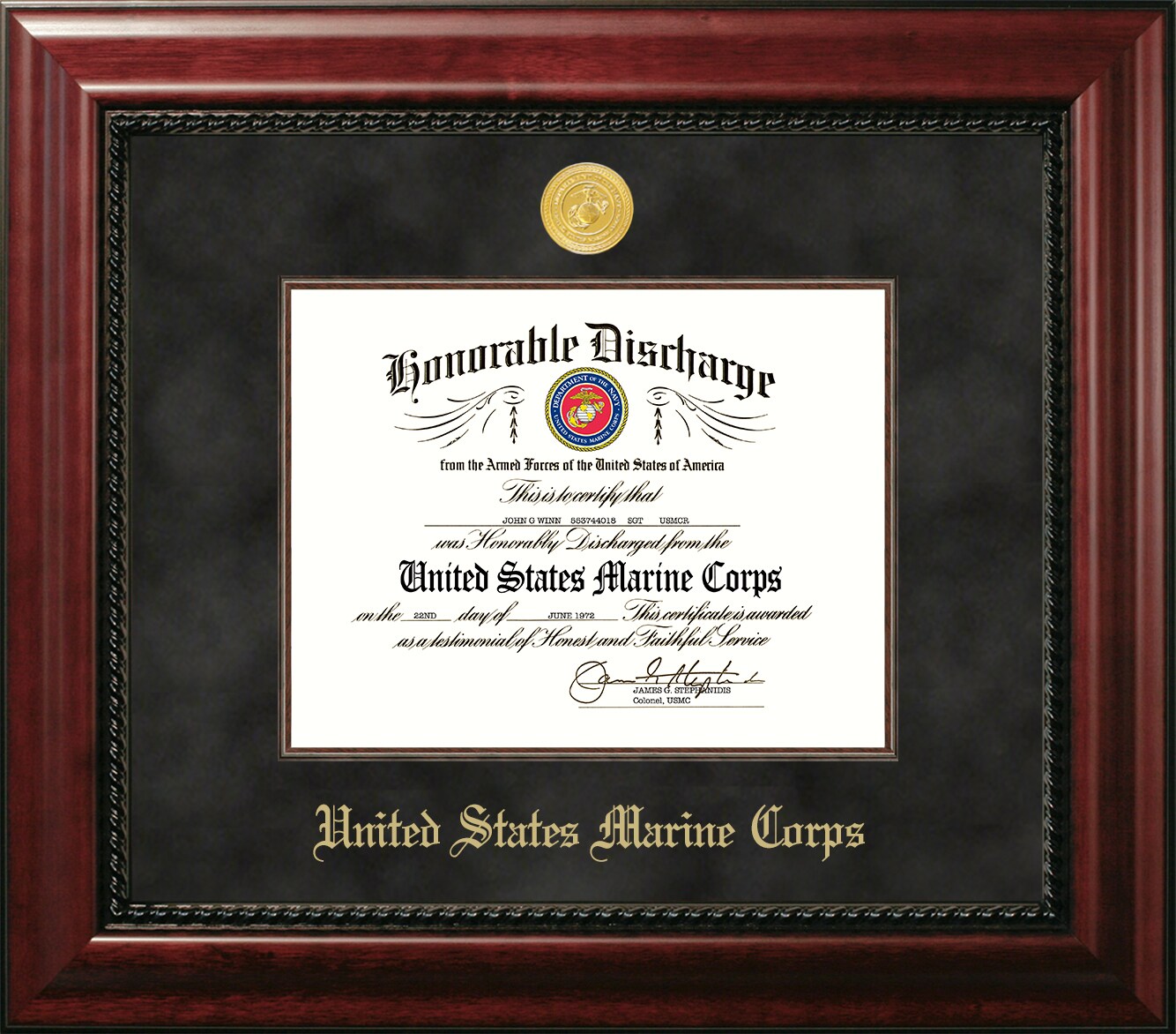 Patriot Frames Marine 8.5x11 Discharge Executive Frame with Gold Medallion