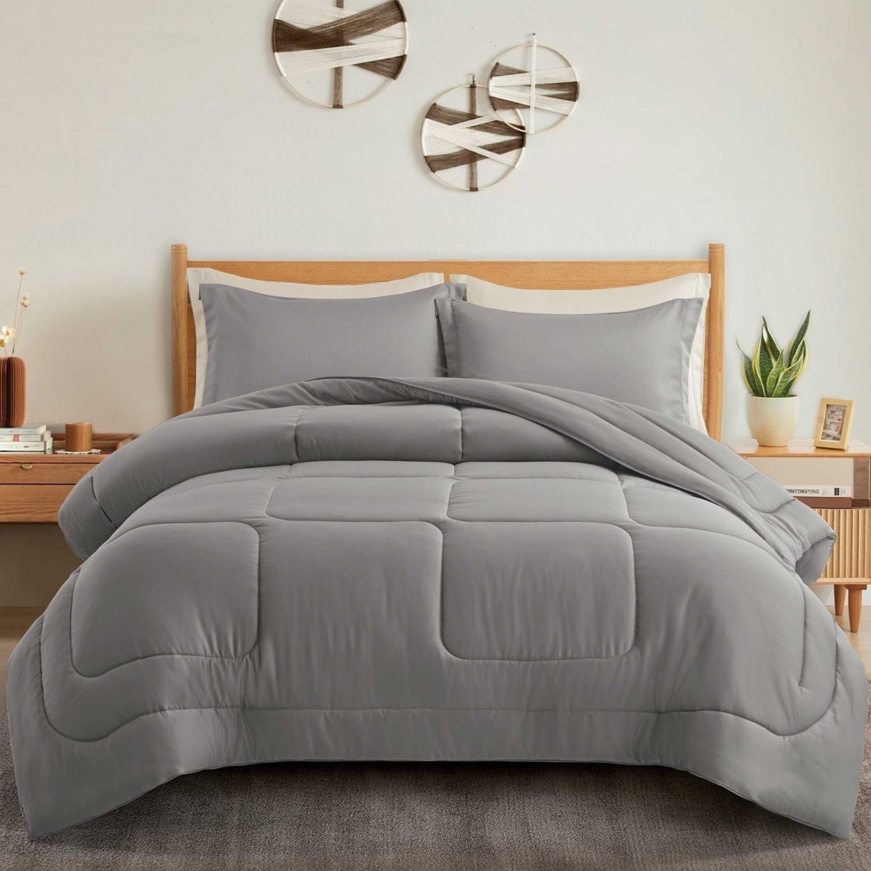 All Season Satin Down Alternative Comforter Set With Pillow Shams Twin Full Queen King
