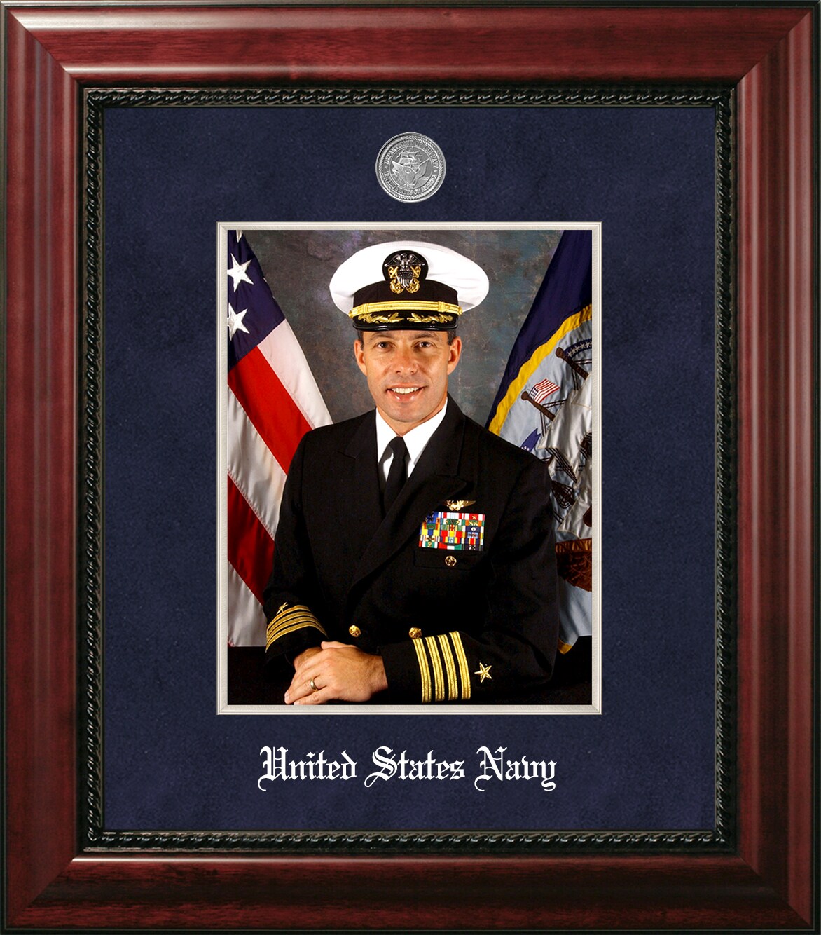 Patriot Frames Navy 8x10 Portrait Frame Executive Frame with Silver Medallion